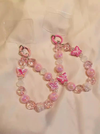 Pink Butterfly Phone Chain