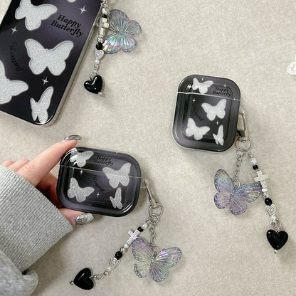 AirPods Pro 2 3 Earphone Protective Case Glitter Butterfly Keychain