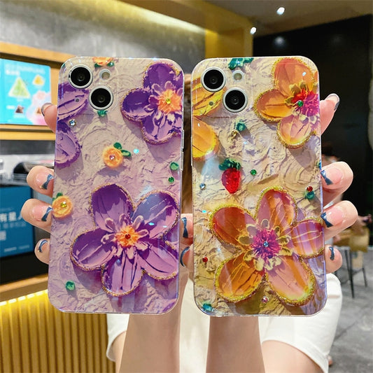 Daisy Flowers Glitter Laser iPhone Case