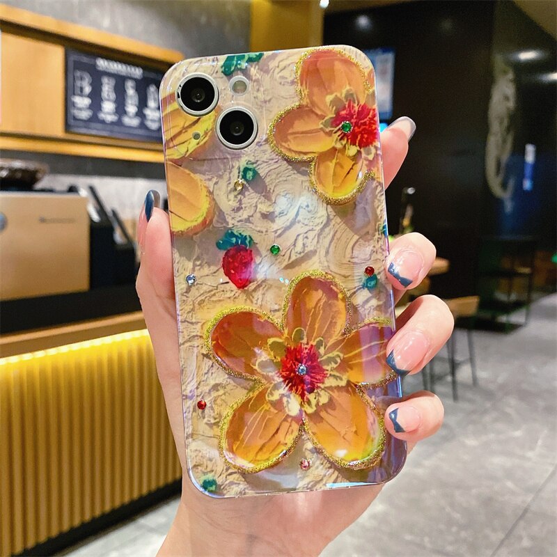 Daisy Flowers Glitter Laser iPhone Case