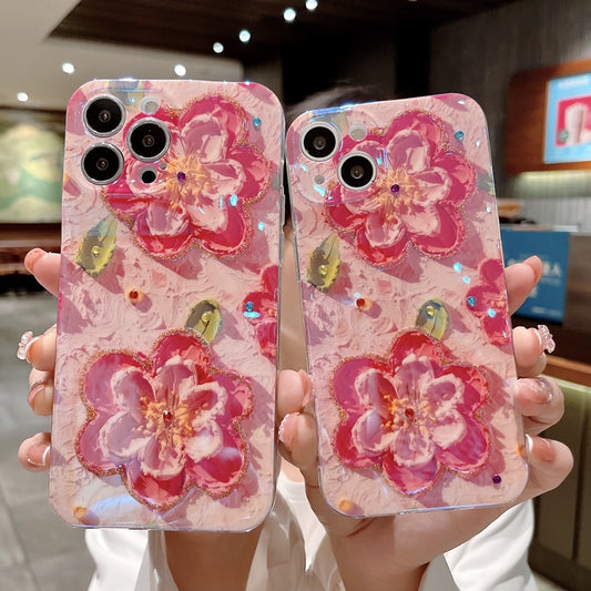 Flowers Glitter Diamond Laser iPhone Case