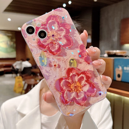 Flowers Glitter Diamond Laser iPhone Case