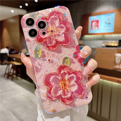 Flowers Glitter Diamond Laser iPhone Case