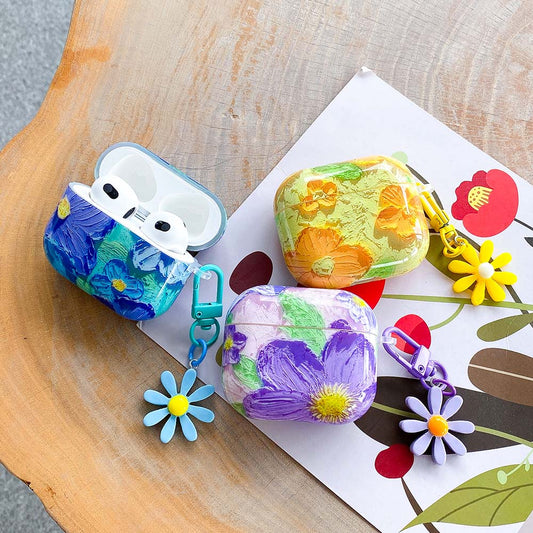 AirPods 3 Case Flower Keychain Painting Graffiti Earphone Case