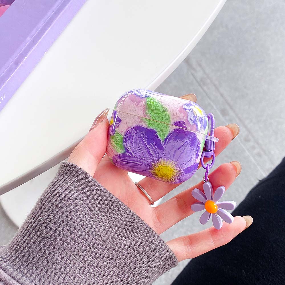 AirPods 3 Case Flower Keychain Painting Graffiti Earphone Case