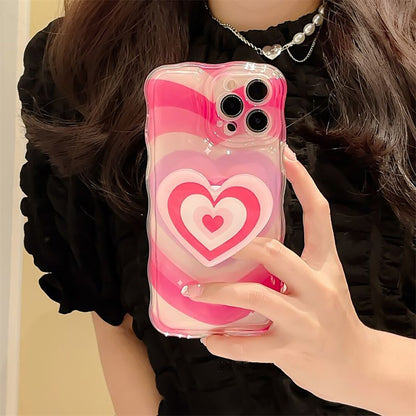 Cute Gradient Love Heart Clear Soft Case