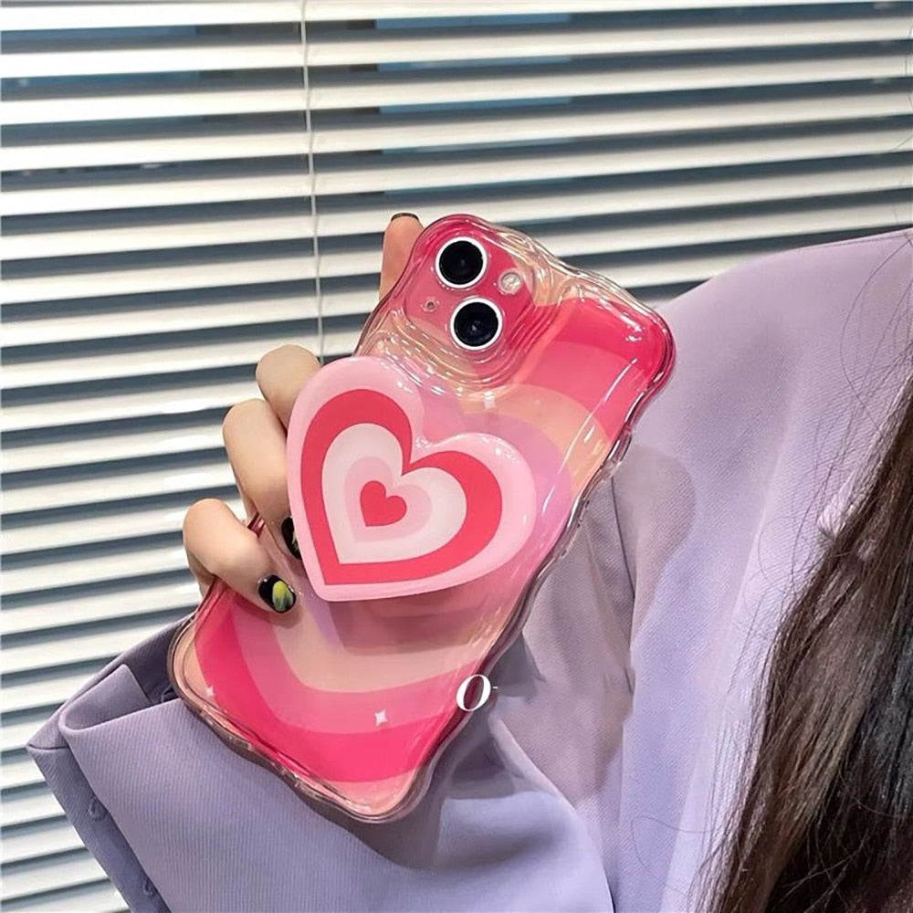 Cute Gradient Love Heart Clear Soft Case