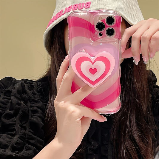 Cute Gradient Love Heart Clear Soft Case