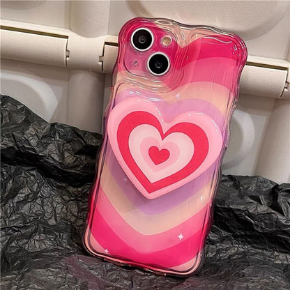 Cute Gradient Love Heart Clear Soft Case