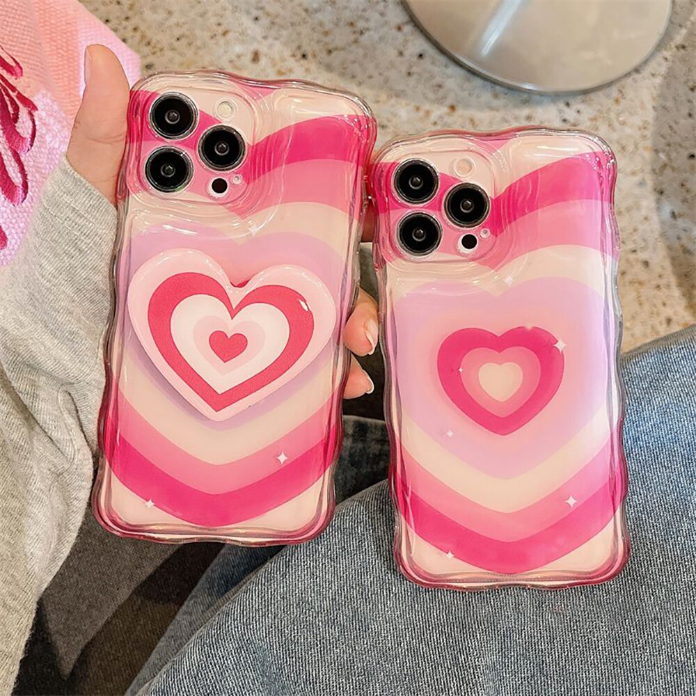 Cute Gradient Love Heart Clear Soft Case