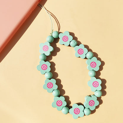 Wooden Bead Flower Phone Chain