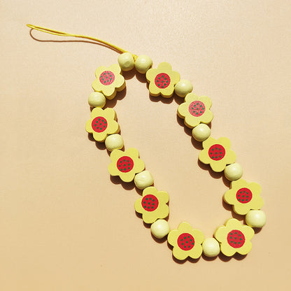 Wooden Bead Flower Phone Chain