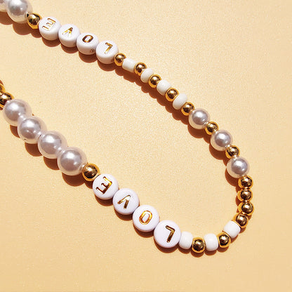 LOVE Alphabet Pearl Phone Chain