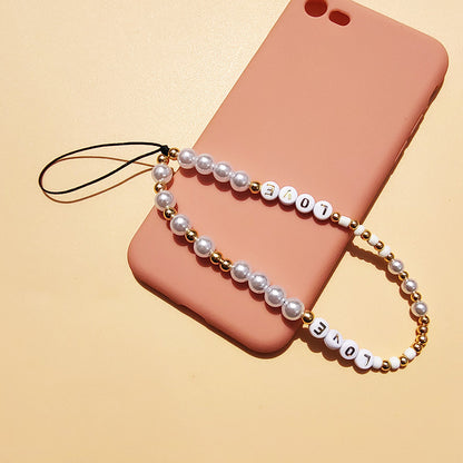 LOVE Alphabet Pearl Phone Chain