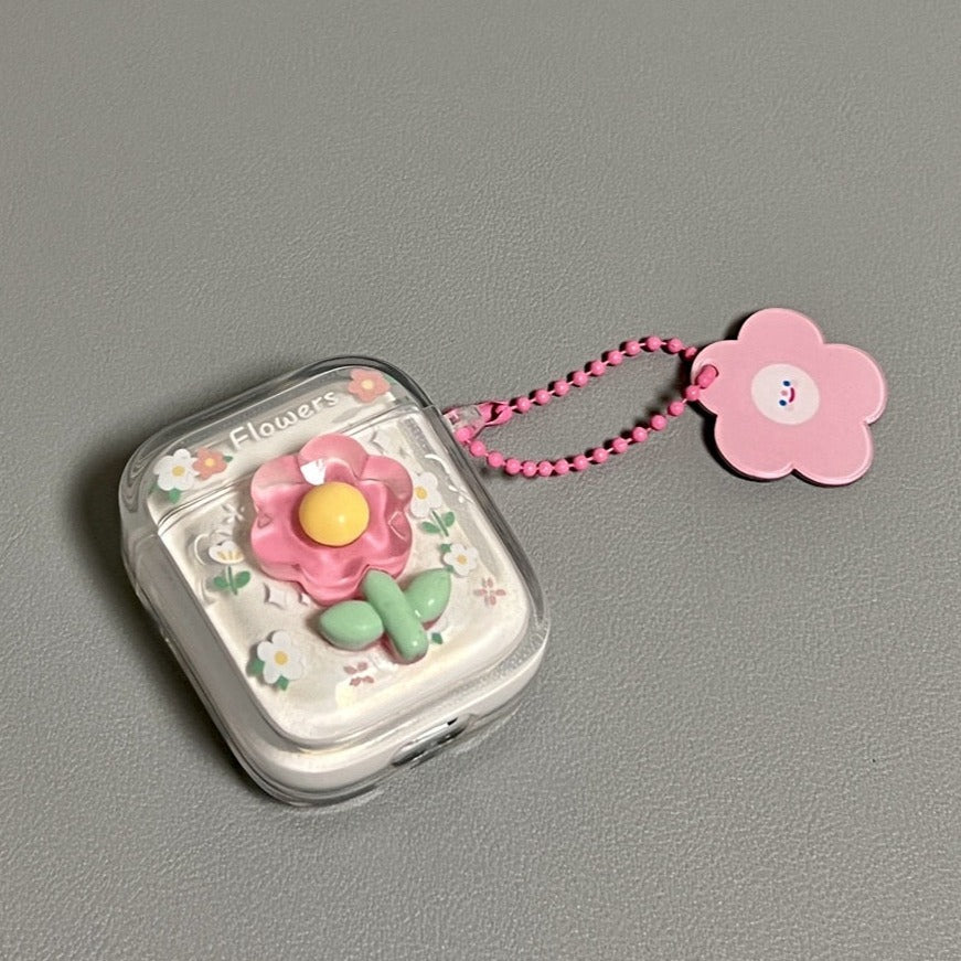 Three-dimensional small flower airpod case