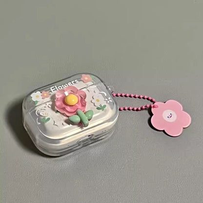 Three-dimensional small flower airpod case